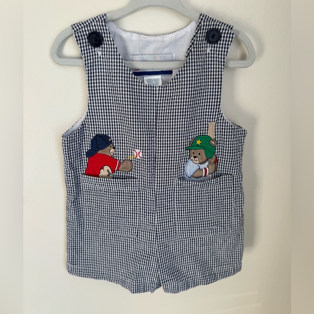 Vintage Samara Seersucker Baseball Romper Size 12M